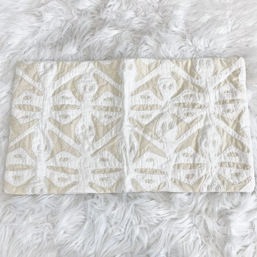 West Elm Nova Reverse Applique Pillow Cover 12x21 Ivory Neutral NEW